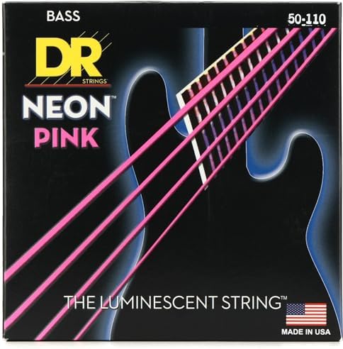 Струны для электрической бас-гитары DR Strings NPB-50 Hi-Def Neon Pink K3, тяжелые 0.050-0.110, с защитным покрытием DR Strings