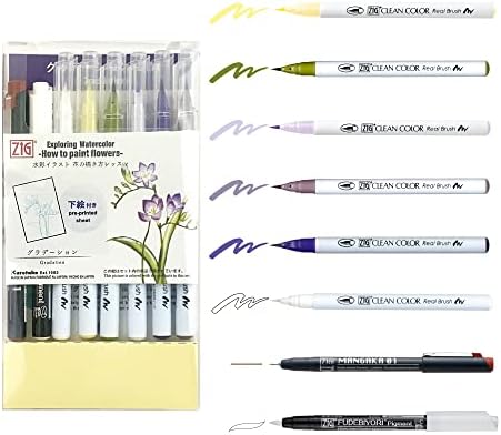 Kuretake ZIG HISTORIC ART WATERCOLOR 6 Colors set, Illustration, Fine Art, Drawing, Lettering, AP-Certified, Flexible Brush Tip, Made in Japan (GRADATION) Kuretake