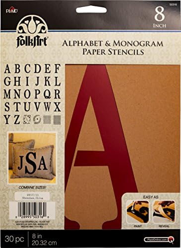 FolkArt Stencil Paper, Alphabet & Monogram Paper Stencils 8", 30pc FolkArt