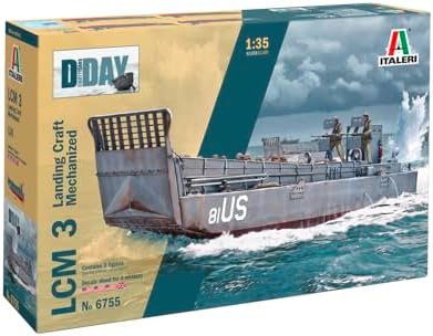 Italeri 6755 1:35 LCM 3 (Landing Craft Mechanized) Model Building Kit, Standing Model Building, Crafts, Hobby, Gluing, Plastic Kit, Military Kit Italeri