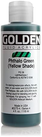 Golden Fluid Acrylics - Pthalo Green (Yellow Shade) - 4 oz Bottle GOLDEN