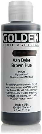 Golden Fluid Acrylic, 4 ounce bottle, Van Dyke Brown GOLDEN