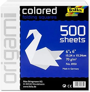 Speedball Art Products Company 8950 Folia 500 Sheet Origami Paper Bulk Pack, White, 6" x 6" Speedball