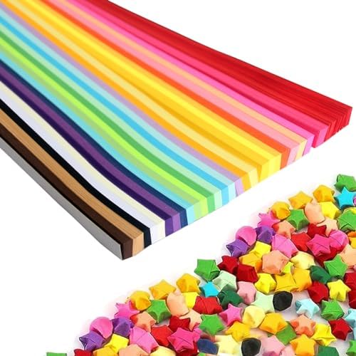 Star Origami Paper Star Paper Strip Sided Origami Stars Paper Lucky Star Decoration Paper Strips DIY Hand Art Crafts (7 colors light (540 sheets)) Loaengeo