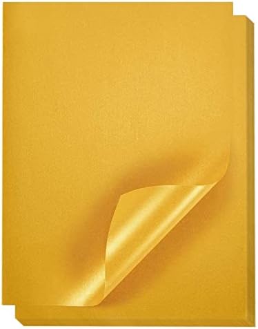 Gold Metallic Paper - 48-Pack Shimmer Papers, Double Sided, Laser Printer Compatible, Perfect for Weddings, Baby Showers, Birthdays, Craft Use, 8.5 x 11 Inches Best Nest Wellness