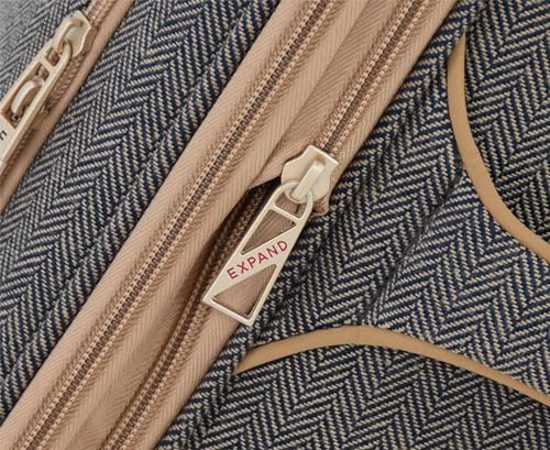 London Fog Kensington Navy Sand Herringbone 28" Expandable Spinner, 28 Inch London Fog