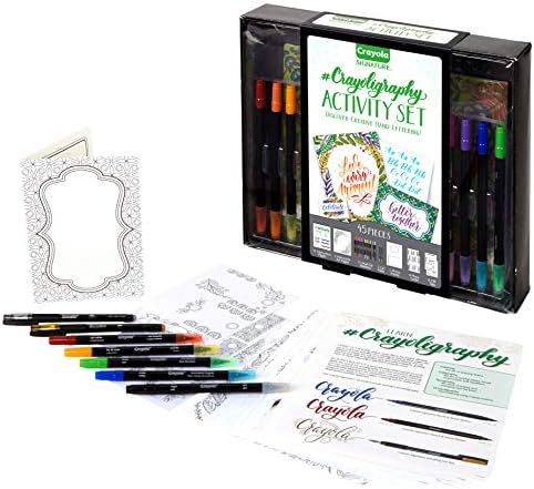 Набор для каллиграфии Crayola Signature Crayoligraphy, 45 элементов, 12 двусторонних маркеров, безопасные материалы Crayola