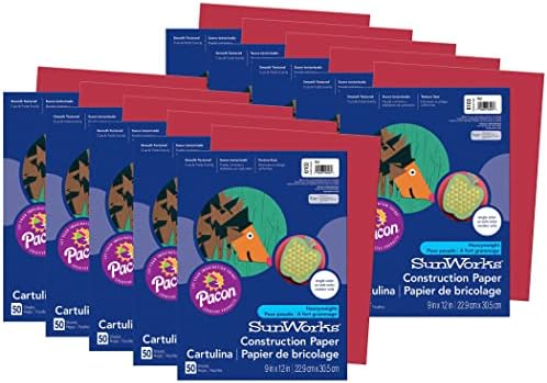 Prang Construction Paper, Red, 9" x 12", 50 Sheets Per Pack, 10 Packs DIXON TICONDEROGA CO - PACON