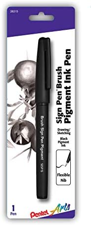 Кисть для рисования Pentel Sign Pen Brush с пигментными чернилами, устойчивая к воде и свету Pentel