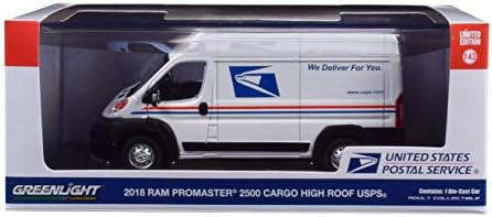 Greenlight 86154 1: 43 2018 Ram Promaster 2500 Cargo High Roof - United States Postal Service (USPS) - New Tooling, Multi Greenlight