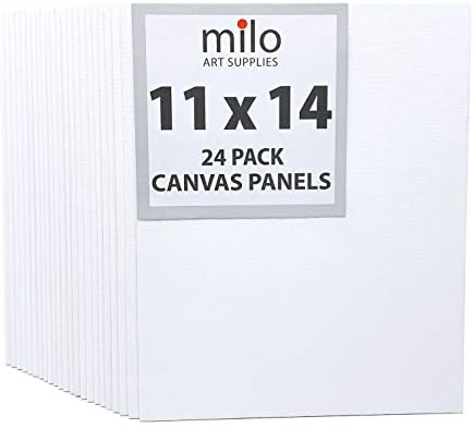 milo Canvas Panel Boards for Painting | 8x10 inches | 24 Pack of Flat Canvas Panels, Primed & Ready to Paint Art Supplies for Acrylic, Oil, Mixed Wet Media, & Pouring, Bulk Painting Party Pack Milo