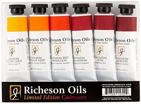 Jack Richeson Limited Edition Cadmiums Oil Paint Set | 6 Special Cadmium Colors in 37ml tubes (1.25 oz) | Oil Paint Set for Adults Looking to Use Artist Oil Paints Jack Richeson