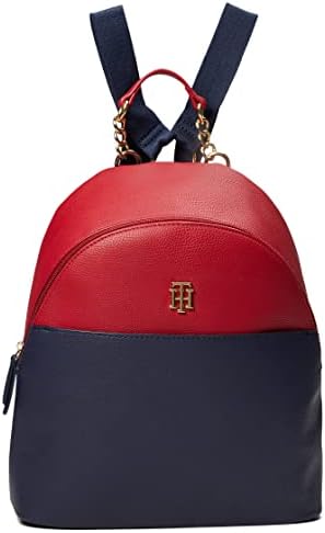 Tommy Hilfiger Antonella II-Small Backpack-Pebble PVC Navy/Red/Stone One Size Tommy Hilfiger