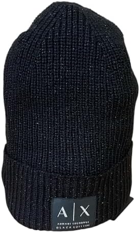 A|X Armani Exchange Armani Exchange Women's AX Logo Beanie Hat, Black A｜X Armani Exchange