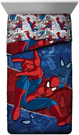 Одеяло для детей с рисунком Marvel Spiderman Burst - Супер мягкое двустороннее постельное белье с Человеком-пауком, выполненное из полиэстера Jay Franco