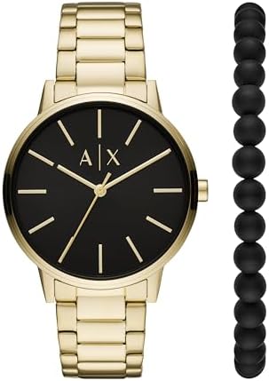 A｜X ARMANI EXCHANGE Men's Gold-Tone Stainless Steel Watch & Bracelet Gift Set (Model: AX7119) A｜X Armani Exchange