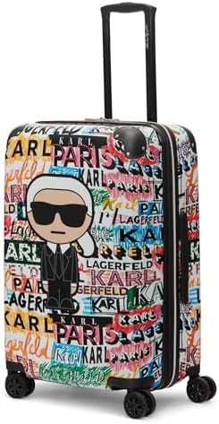 Karl Lagerfeld Paris Women's Karl & Kat 25" Upright Luggage, Black/White, Medium Karl Lagerfeld