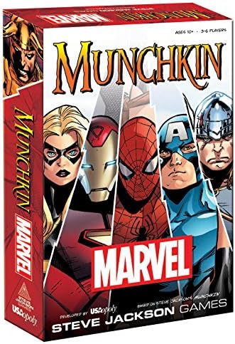 Настольная игра Munchkin Marvel Edition с героями Marvel, 168 карточек, 6 двусторонних ролей, для детей от 10 лет USAopoly