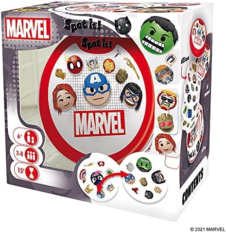 Zygomatic Spot It! Marvel Emojis - Marvel Super Heroes Family Card Game for Superhero Fun! Fast-Paced Matching Game for Kids and Adults, Ages 6+, 2-8 Players, 15 Minute Playtime, Made Zygomatic