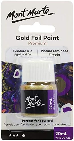 Mont Marte Premium Gold Foil Paint 0.67oz (20ml), Suitable for Pour Painting, High Pigment Level, Shimmering Color Mont Marte