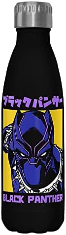 Marvel Classic Black Panther Kanji 17 oz Stainless Steel Water Bottle, 17 Ounce, Multicolored Marvel