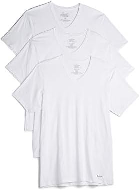 Calvin Klein Men's Undershirts Cotton Classics 3 Pack Slim Fit V Neck Tshirts, White, X-Large Calvin Klein