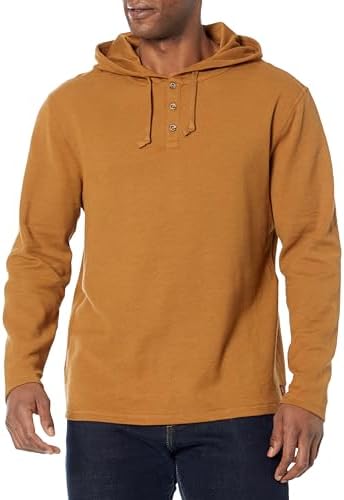 Wrangler Riggs Workwear Men's Henley Hoodie, Duck Brown Wrangler