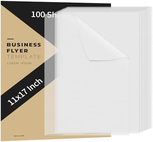 100 PCS 11x17Inch Translucent Vellum Paper 60 GSM Drafting Vellum Paper Vellum Sheets Translucent White Tracing Paper for Drawing Architecture Building Paint Ink (Can't Print with Printer) SMAODSGN