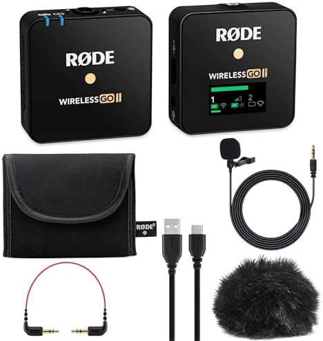 Rode Wireless GO II Compact Microphone System, Bundle with Turnstile Audio Lavalier Microphone Rode