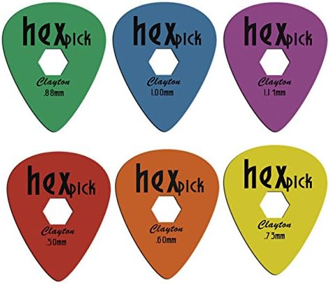 Гитарные медиаторы Clayton HX60/12 HexPicks, изготовленные из прочного материала Duraplex, удобная шестигранная форма Clayton