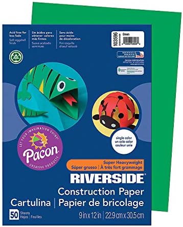 Fun Express - Riverside Paper 9x12 Green Construction - Basic Supplies - Art Supplies - Art Paper - 50 Pieces Fun Express