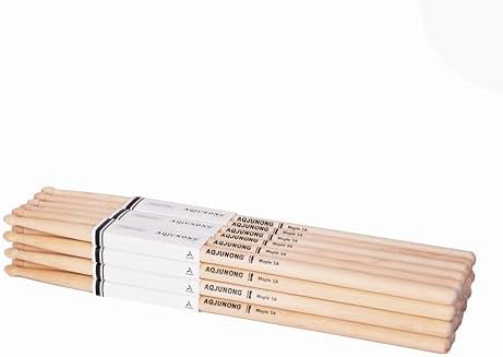 Drum Sticks，5A Drumsticks, 12 Pairs Classic Maple Wood Tip Drum Sticks for Kids and Adults, Professional Musical Instrument Percussion Accessories AQJUNONG