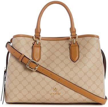 Nine West Saoirse Jet Set Satchel, Khaki Logo/Camel Nine West