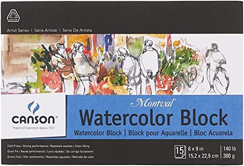 Canson Artist Series Montval Watercolor Paper, Fold Over Block, 4x6 inches, 15 Sheets (140lb/300g) - Artist Paper for Adults and Students - Watercolors, Mixed Media, Markers and Art Journaling Canson