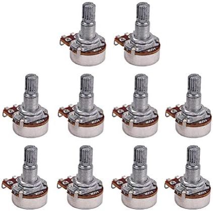 SUPVOX 10pcs A50k Full Size Bass Pots Potentiometer Long Knurled Split Shaft Audio Taper Low Friction for Guitar Bass Supvox