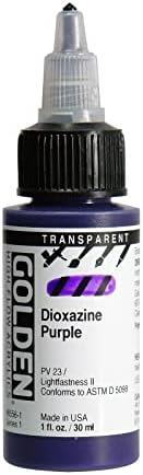 High Flow Acrylics by GOLDEN, Transparent Dioxazine Purple, 1 fl. oz. Bottle, Professional Acrylic Paint, Transparent Golden Artist Colors