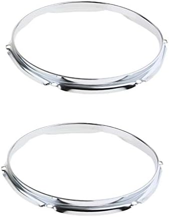 2 Pieces 6 Lugs cast Tom Drum Hoops Set 1.2mm Percussion Instrument Parts, Silver, 10inch 6 Holes Gazechimp