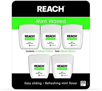 Johnson & Johnson Reach Mint Waxed Dental Floss, 5 Count Reach