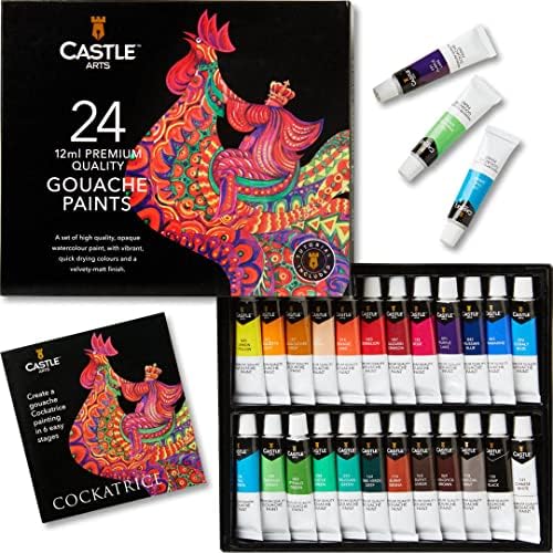 Набор гуаши Castle Art Supplies, 24 тюбика по 12 мл, яркие, непрозрачные, водоразбавляемые цвета в презентационной упаковке Castle Art Supplies