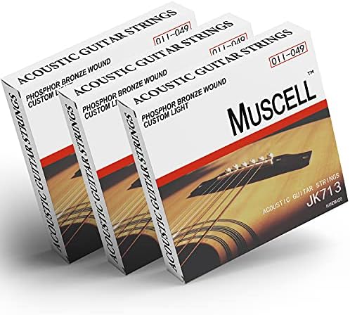 Струны для акустической гитары MUSCELL из фосфорной бронзы ручной работы - 3 упаковки, 6 струн, светлый кастомный набор JK713 MUSCELL