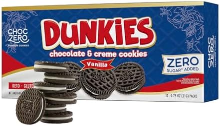 ChocZero Churro Creme Vanilla Sandwich Cookies - Low Sugar, Gluten Free, Keto Friendly Dunkies (1 Box, 9oz) ChocZero