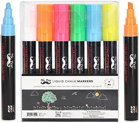 Mr. Pen- Chalk Markers, 6 Pack, Dual Tip, Pastel Colors, 8 Labels, Chalkboard Markers, Liquid Chalk Markers, Chalk Markers for Chalkboard, Chalk Pens, Chalk Marker, Glass Markers Mr. Pen