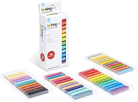 KINGART 175-48 Soft Chalk Pastels, 48 Assorted Colors, Square Charcoal, Drawing Media for All Artist Kingart