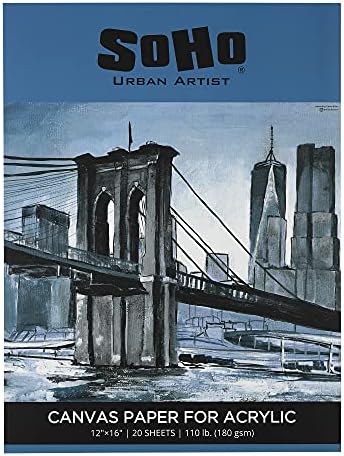 SoHo Urban Artist Acrylic Canvas Pads - Textured Canvas Paper Pad for Painting, Drawing, Pastels, Travel,& More! - [Single - 6x6"] Soho Urban Artist