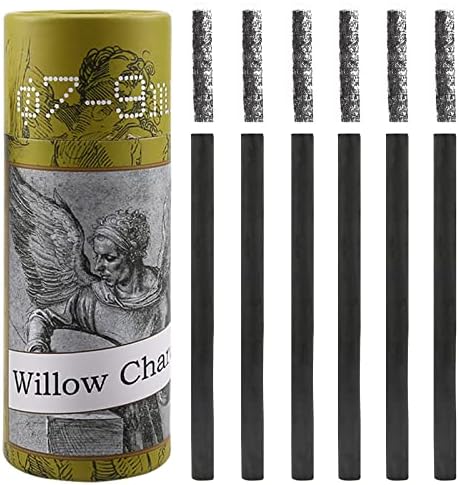 LOONENG Willow Charcoal Sticks, Natural Willow Charcoal for Artists, Beginners, or Students of All Skill Levels, Great for Sketching, Drawing, and Shading, Approx 2-4mm in Diameter, Pack of 25 LOONENG