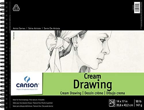 Canson Artist Series Drawing Paper, Cream, Wirebound Pad, 5.5x8.5 inches, 60 Sheets (90lb/147g) - Artist Paper for Adults and Students - Charcoal, Colored Pencil, Ink, Pastel, Marker Canson