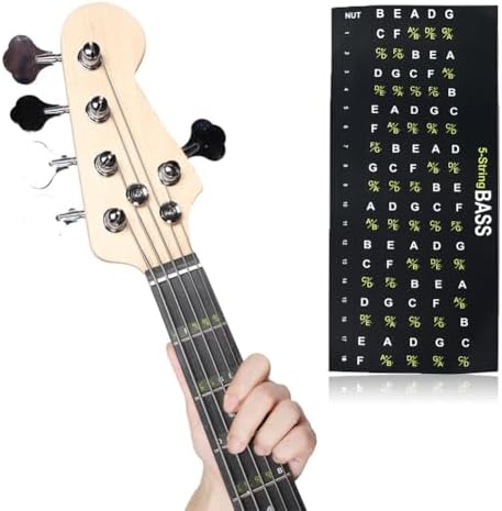 Guitar Fretboard Sticker Bass Chord Fret Note Finger Map Sticker for Practicing Playing Accessories (for 5 String), RiToEasysportst20mdu4wrp-12 RiToEasysports