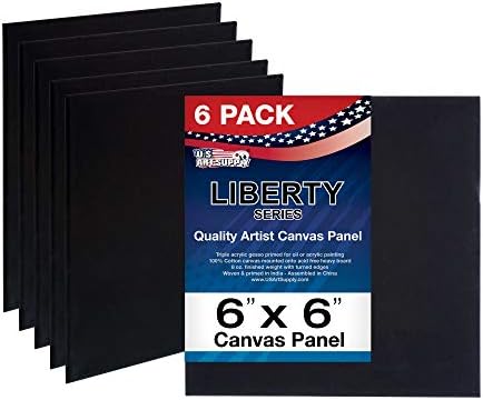 Профессиональные холстовые панели для художников U.S. Art Supply 5x7 дюймов, набор из 6 штук, кислотостойкие, предварительно обработанные U.S. Art Supply