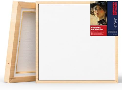 Canvases for Painting, 10x10 inch Set of 1,Primed White Blank Canvases for Painting - Art Supplies Canvas Panel for Acrylic Paint, Pouring, Oil Paint, Watercolor, Gouache Hansilk