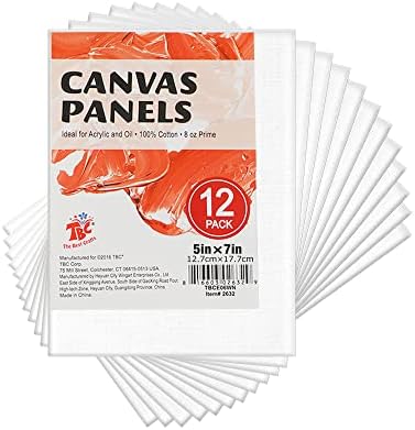 TBC The Best Crafts Painting Canvas Panel,5 X 7 Inch 12 Pack, Mini Canvas Boards for Acrylic, Oil, Gouache Painting TBC The Best Crafts